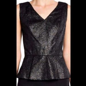 Tahari Tasha Black Peplum Top